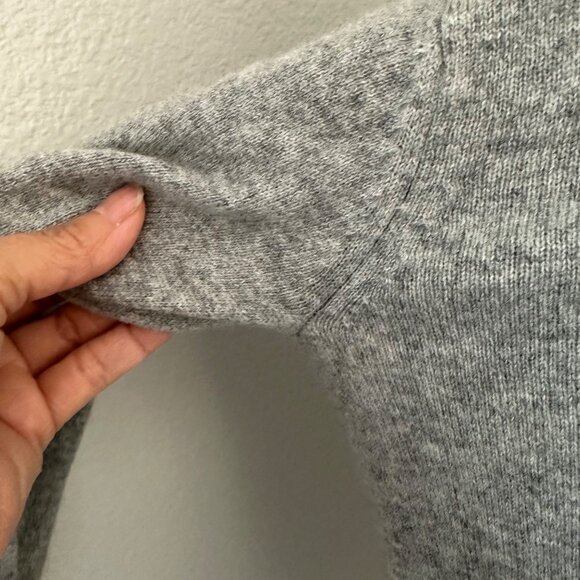 Everlane Mock Neck Cashmere Sweater Ribbed Long Sleeve Lightweight Heather Grey - Picture 6 of 10